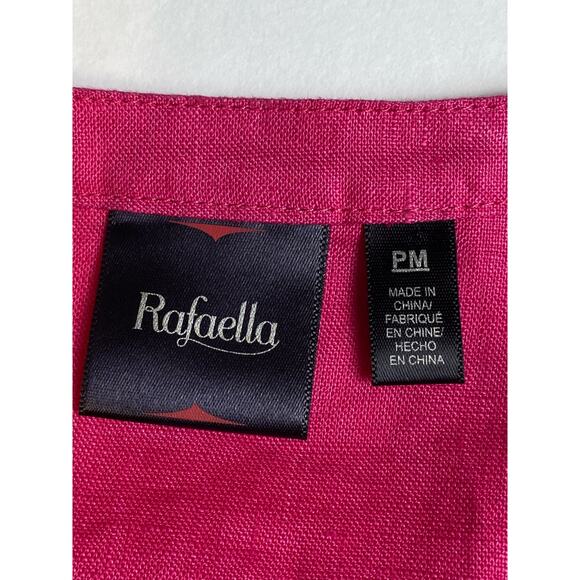 Rafaella Women's Magenta 100% Linen Pleated Button Blouse Size Petite Medium - Picture 4 of 8